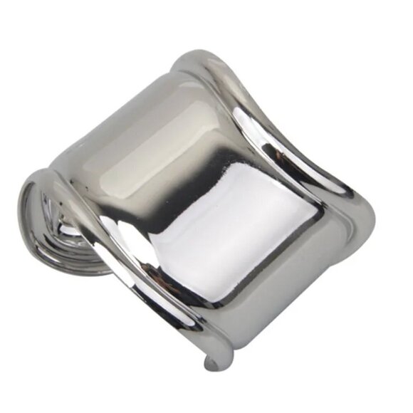 Silver Wide Cuff Bracelet Contemporary Modern Statement Wonder Woman Bone - Picture 2 of 3